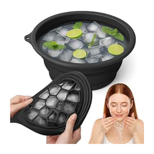 KeywordsFacebowlwithcoolingtrayCollapsiblesiliconefacialbathbowlColdplungebasinportableReusablefacialspabowlTravelfacialicebathbowlHomespaskincaretoolBlacksiliconecol_1