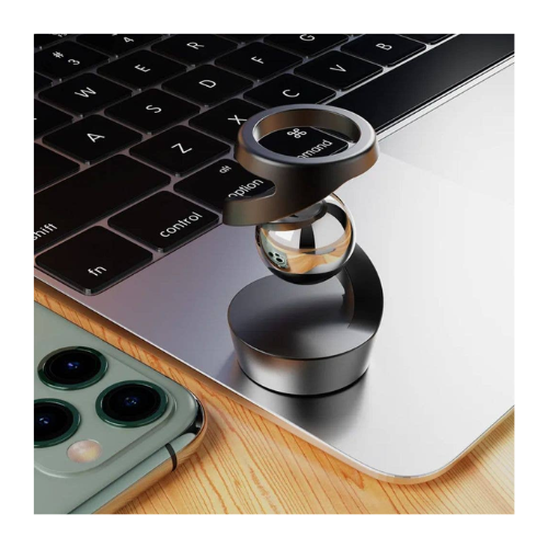 Gravity Defying Kinetic Desk Toy – Optical Illusion Metal Spinning Ball | Stress Relief Desk Decor & Office Gift (Black)