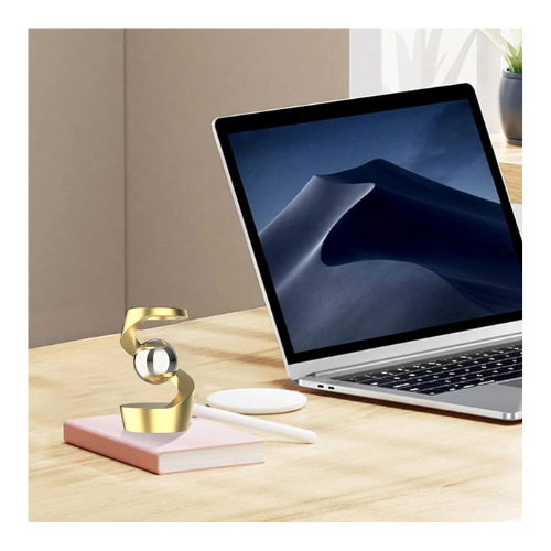 Gravity Defying Kinetic Desk Toy – Optical Illusion Metal Spinning Ball | Stress Relief Desk Decor & Office Gift (Black)