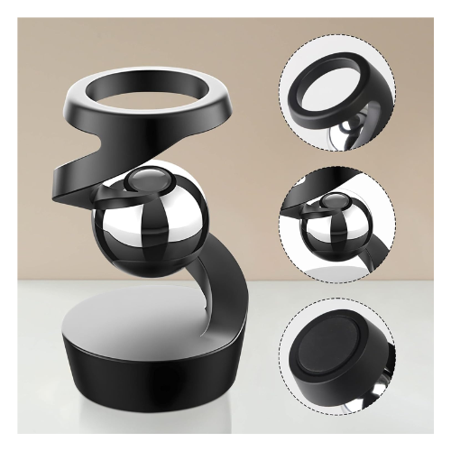 Gravity Defying Kinetic Desk Toy – Optical Illusion Metal Spinning Ball | Stress Relief Desk Decor & Office Gift (Black)
